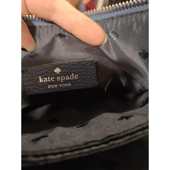 Kate Spade Leila Blue Suede Leather Crossbody Purse Bag Handbag Blueberry